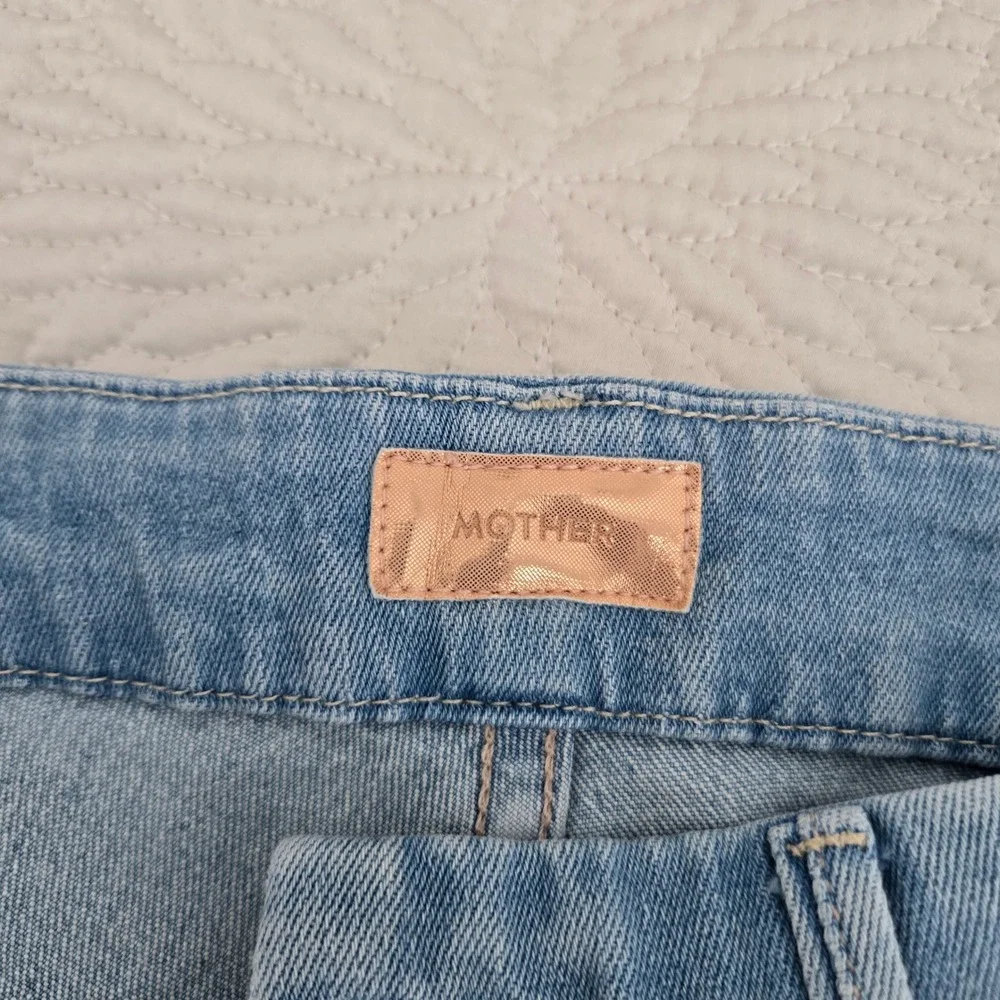 MOTHER The Looker Ankle Fray Jeans Hold My Hand Light Blue Wash 1431-926 Size 25